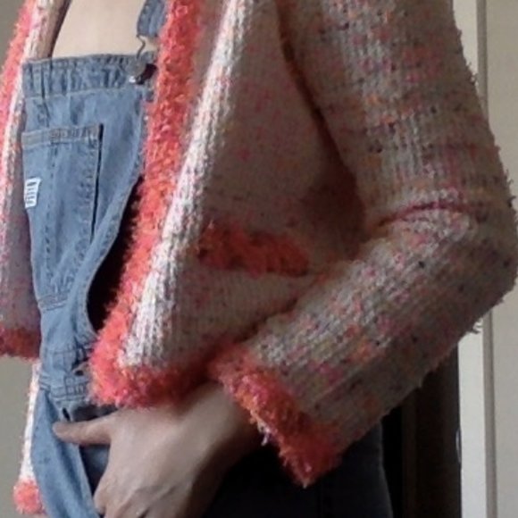 ZARA Hot Pink Tweed Cropped Cardigan Blazer - Picture 9 of 13